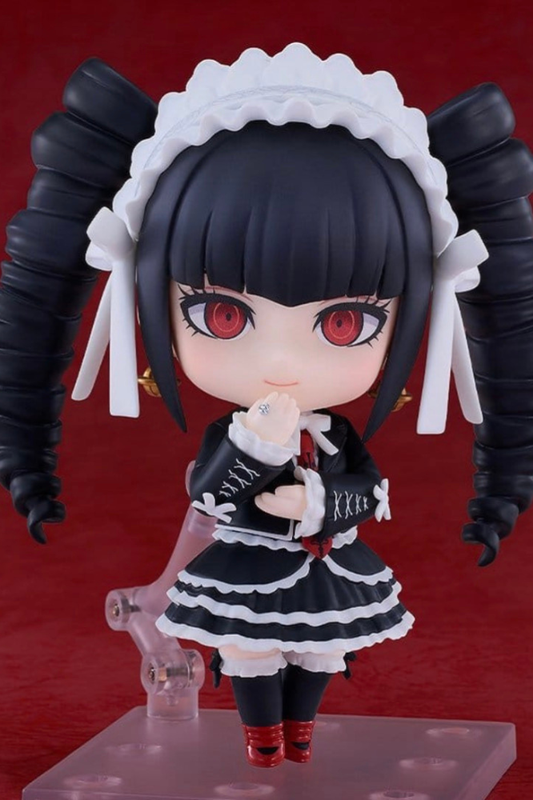Figura Nendoroid de Celestia Ludenberg de Danganronpa 1.2 Reload con vestido negro y blanco, fabricada por Good Smile Company.