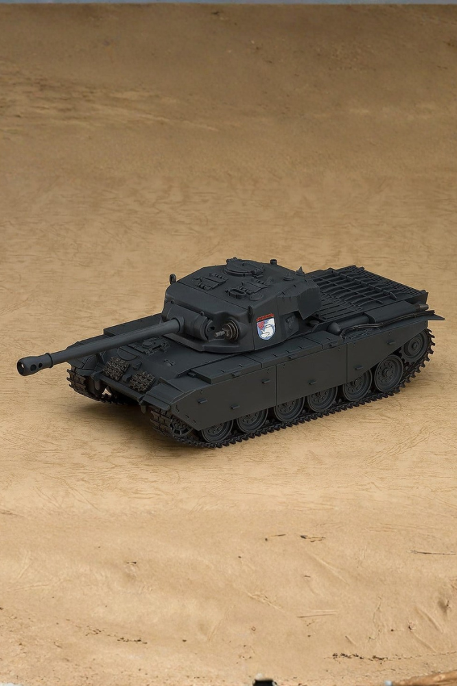 Tanque Centurion versión St. Gloriana Girls' College de Girls und Panzer das Finale, línea Nendoroid More de Good Smile Company, vehículo coleccionable de color oscuro con 21 cm de longitud y elementos articulados.