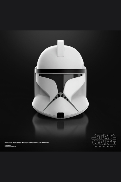Casco electrónico Clone Trooper Fase I de Star Wars Episodio II, réplica a escala 1/1 de la línea The Black Series de Hasbro.