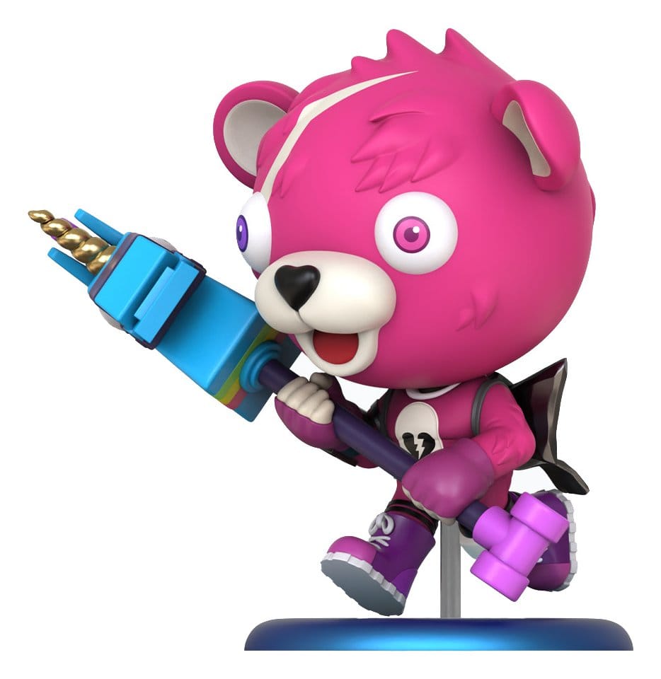 Minifigura Cosbi de Cuddle Team Leader de Fortnite de Hot Toys con Rainbow Smash y aproximadamente 8 cm de altura.