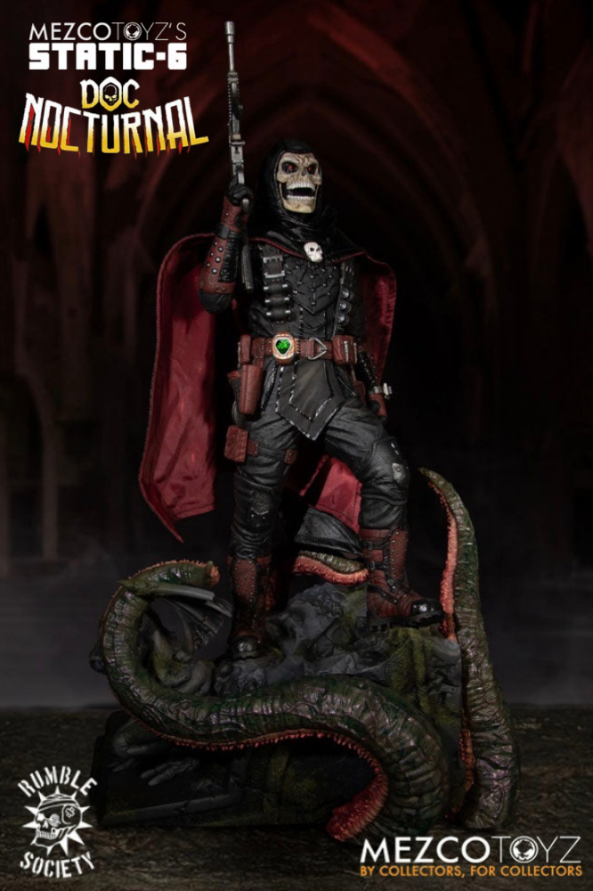 Estatua Doc Nocturnal Rumble Society Static-6 a escala 1/6 de Mezco Toyz, fabricada en PVC y de aproximadamente 38 cm.