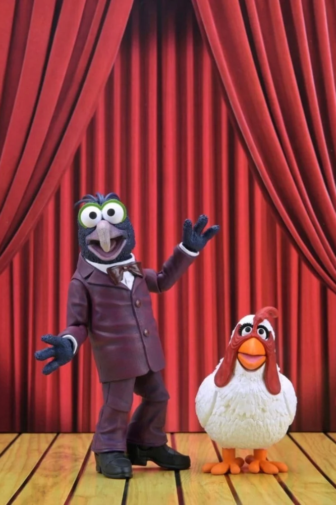 Figura Ultimate de Gonzo con Camilla de The Muppets, fabricada por NECA, de aproximadamente 18 cm, articulada y con accesorios intercambiables.