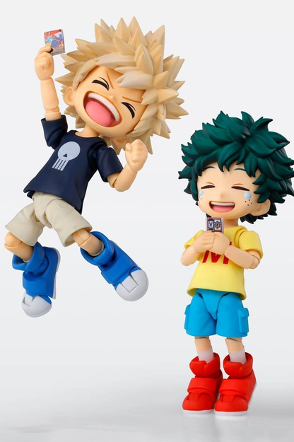 Pack de dos figuras articuladas de Izuku Midoriya y Katsuki Bakugo en sus versiones infantiles de My Hero Academia, colección S.H.Figuarts de Tamashii Nations, 9 cm.