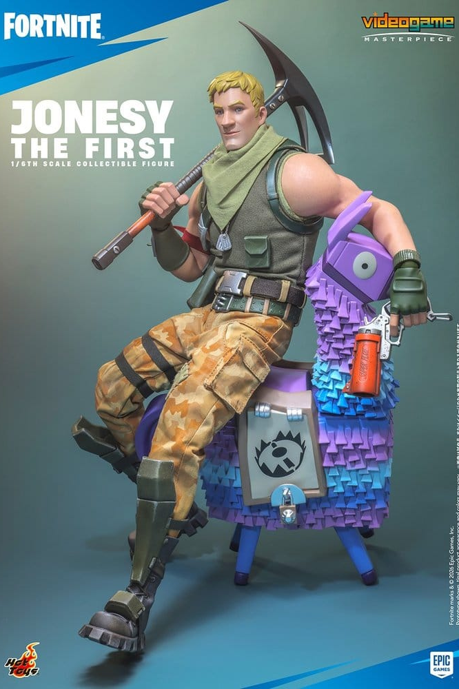 Figura coleccionable Jonesy The First de Fortnite a escala 1/6 de Hot Toys, edición limitada a 3.000 unidades y 32 cm de altura.