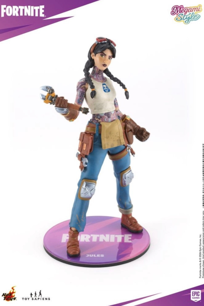 Figura de Jules de Fortnite a escala 1/9 de la colección Megami Style de Hot Toys, realizada en PVC y con aproximadamente 22 cm de altura.