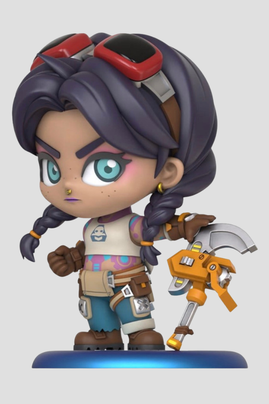 Minifigura Cosbi de Jules de Fortnite fabricada por Hot Toys, con diseño estilizado y aproximadamente 8 cm de altura.
