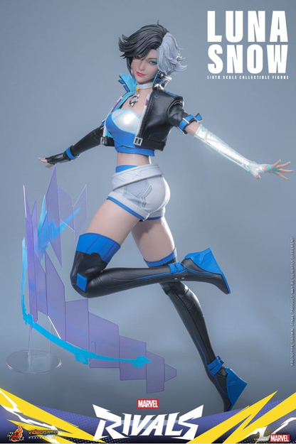 Figura Hot Toys de Luna Snow de Marvel Rivals a escala 1/6 y aproximadamente 28 cm de altura.