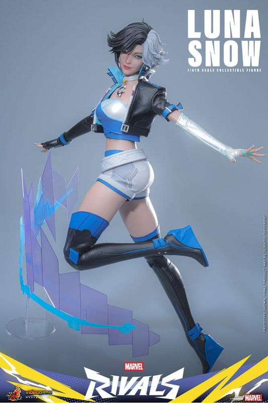Figura Hot Toys de Luna Snow de Marvel Rivals a escala 1/6 y aproximadamente 28 cm de altura.