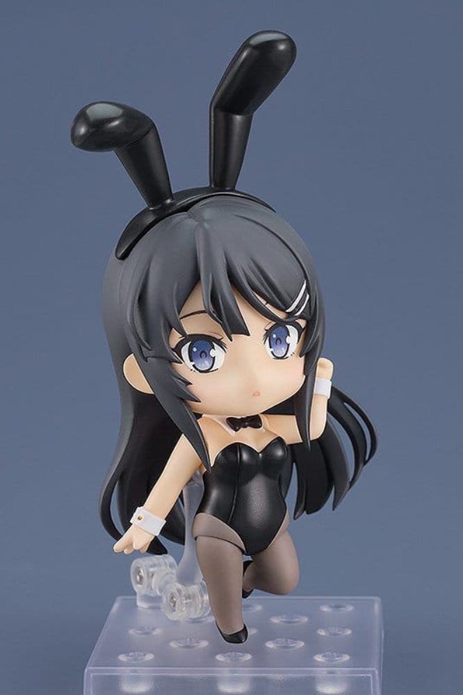 Figura Nendoroid de Mai Sakurajima Bunny Girl Ver. de Rascal Does Not Dream of Bunny Girl Senpai, fabricada por Good Smile Company, de 10 cm, con expresiones faciales y piezas intercambiables.