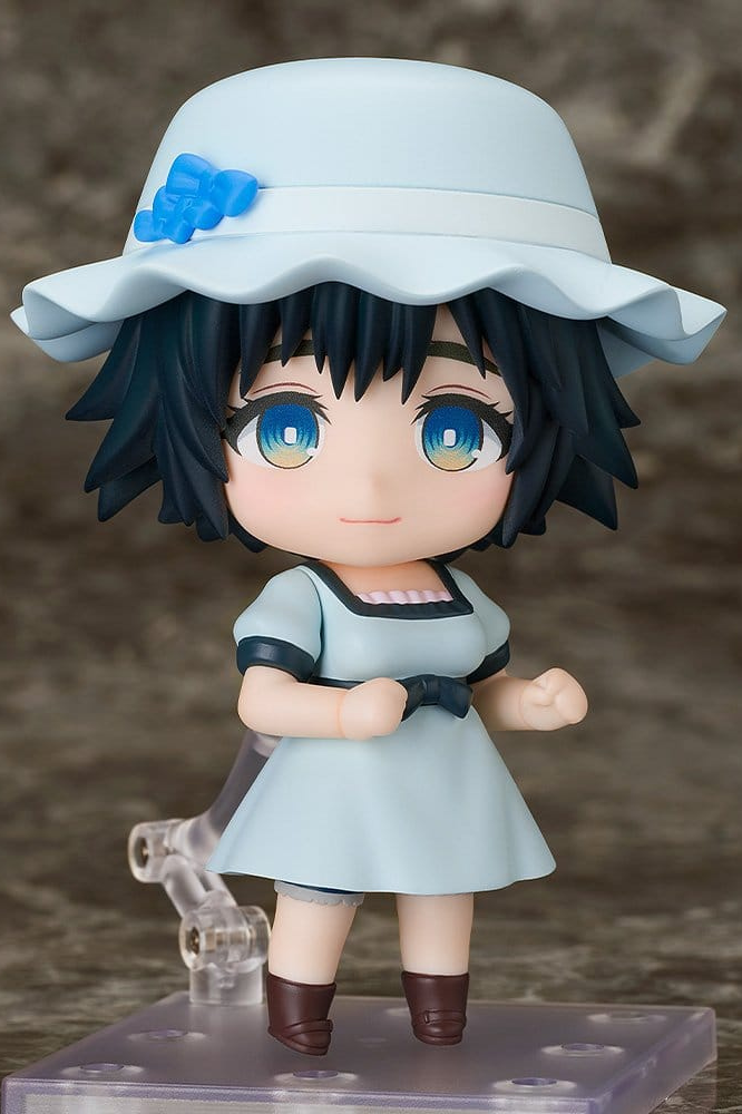 Figura Nendoroid Mayuri Shiina 2.0 de Steins;Gate, fabricada por Good Smile Company, de 10 cm, con vestido azul claro, sombrero característico y accesorios intercambiables.
