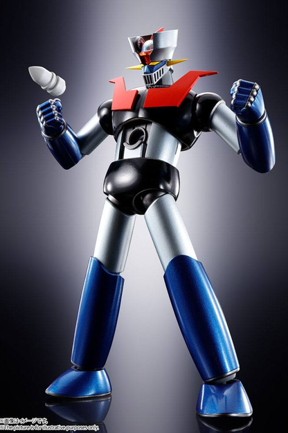 Figura Soul of Chogokin GX-105 Mazinger Z (Kakumei Shinka) de Tamashii Nations, fabricada en metal diecast con múltiples articulaciones, accesorios y una altura aproximada de 16 cm.