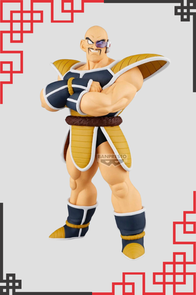 Figura de Nappa de Dragon Ball Z perteneciente a la colección Solid Edge Works de Banpresto, con armadura Saiyan y los brazos cruzados, de aproximadamente 19 cm de altura.