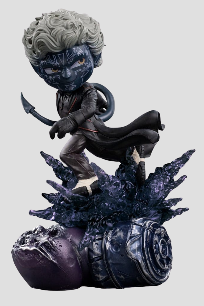 Figura MiniCo de Nightcrawler Rondador Nocturno de Avengers Doomsday de Iron Studios de aproximadamente 17 cm.