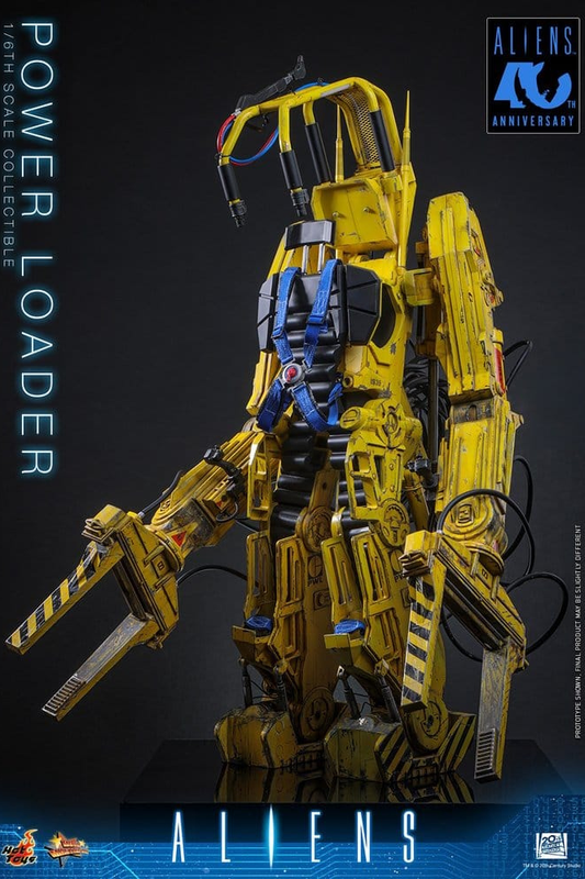 Power Loader de Aliens de Hot Toys a escala 1/6, figura articulada de aproximadamente 52 cm con estructura mecánica, efectos de desgaste e iluminación LED.