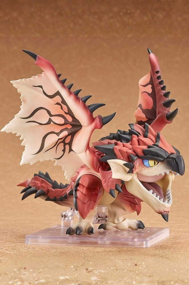 Figura Nendoroid de Rathalos de Monster Hunter fabricada por Good Smile Company, con piezas intercambiables y efecto de bola de fuego.