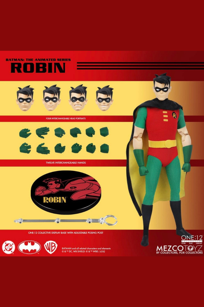 Figura Robin de Batman: La Serie Animada 1/12 One:12 Collective de Mezco Toyz de 17 cm con accesorios.