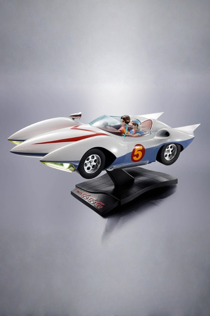 Réplica oficial Chogokin del legendario Mach 5 de Speed Racer, fabricada en metal diecast con gran nivel de detalle y acabados premium para coleccionistas.