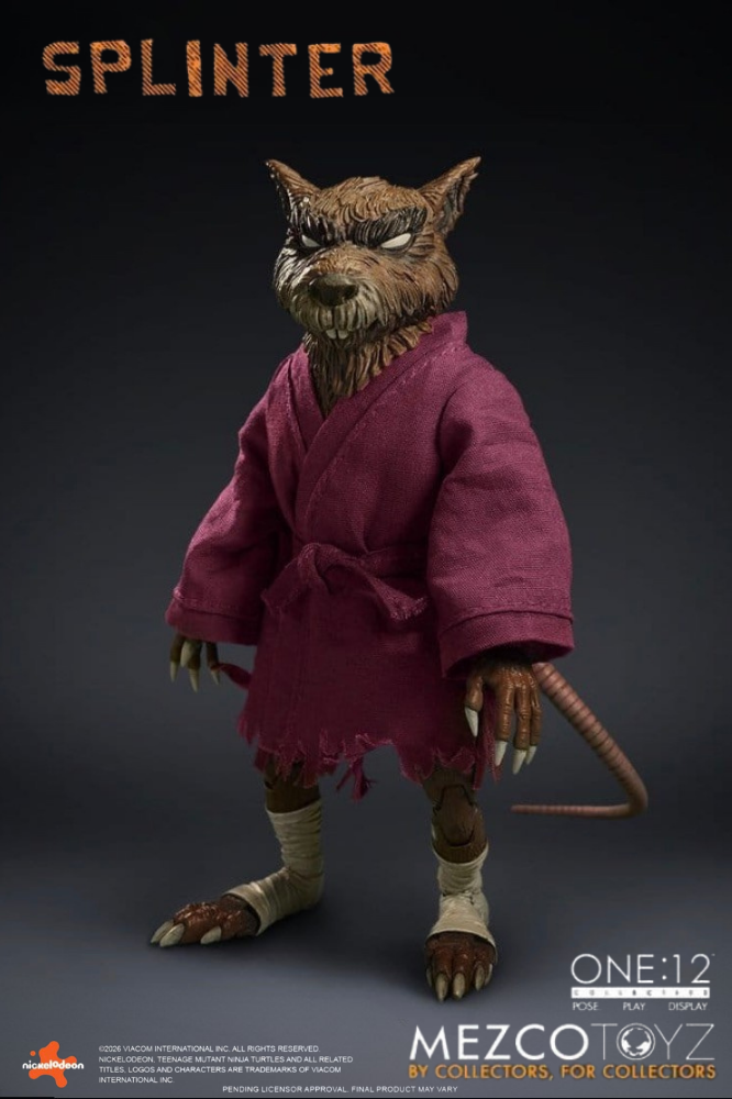 Figura Maestro Splinter de Tortugas Ninja 1/12 One:12 Collective de Mezco Toyz con prendas de tela, armas y accesorios.