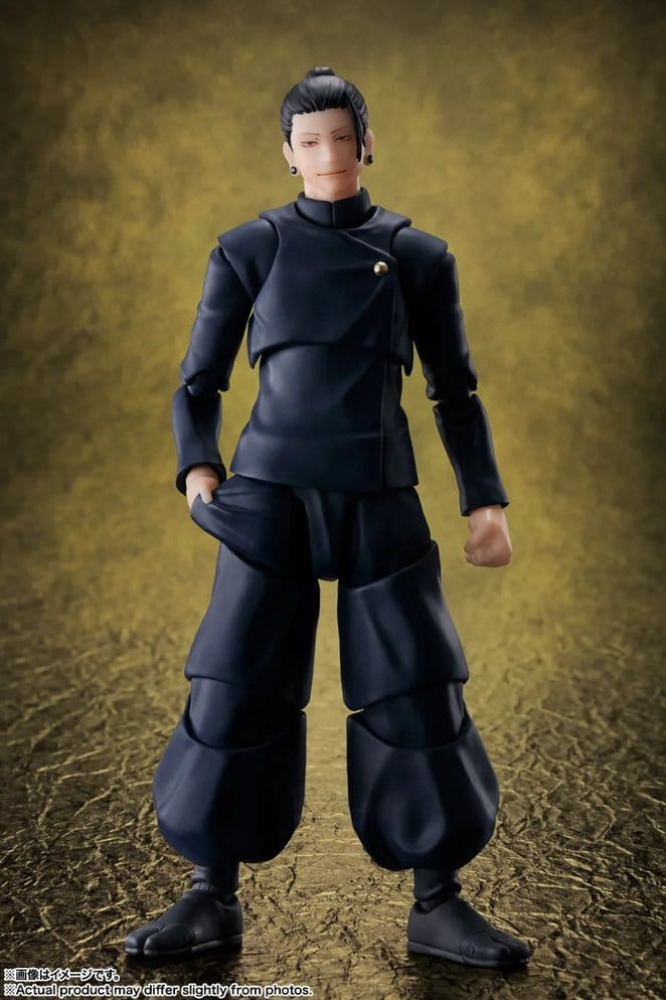 Figura S.H.Figuarts de Suguru Geto Jujutsu High School de Jujutsu Kaisen, fabricada por Tamashii Nations con una altura aproximada de 16 cm e incluye accesorios y piezas intercambiables.