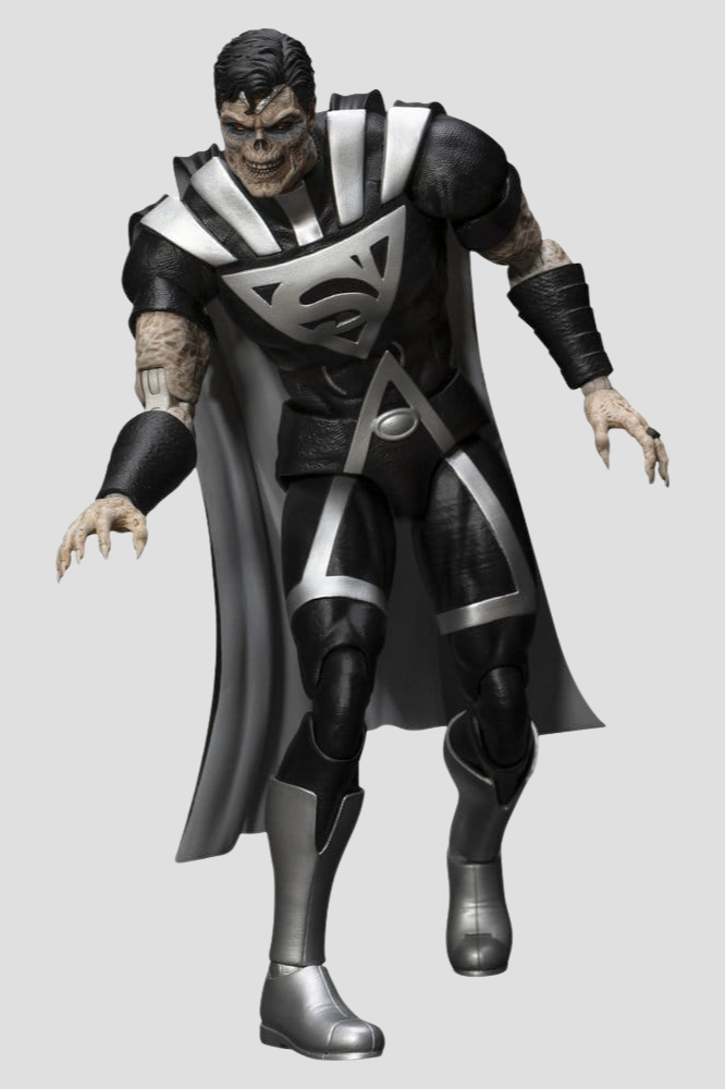 Figura articulada de Superman Blackest Night de Beast Kingdom Dynamic 8ction Heroes de aproximadamente 21 cm con traje Black Lantern negro y gris.