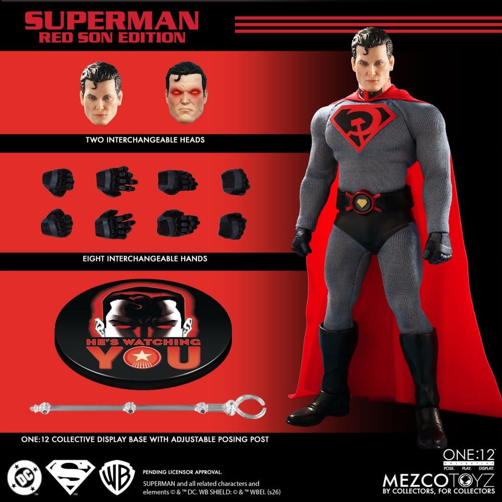 Figura Superman Red Son 1/12 One:12 Collective de Mezco Toyz de 17 cm con traje de la versión Red Son de DC Comics.