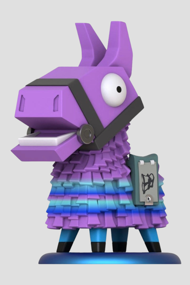 Minifigura Cosbi de Supply Llama de Fortnite de Hot Toys con aproximadamente 8 cm de altura.