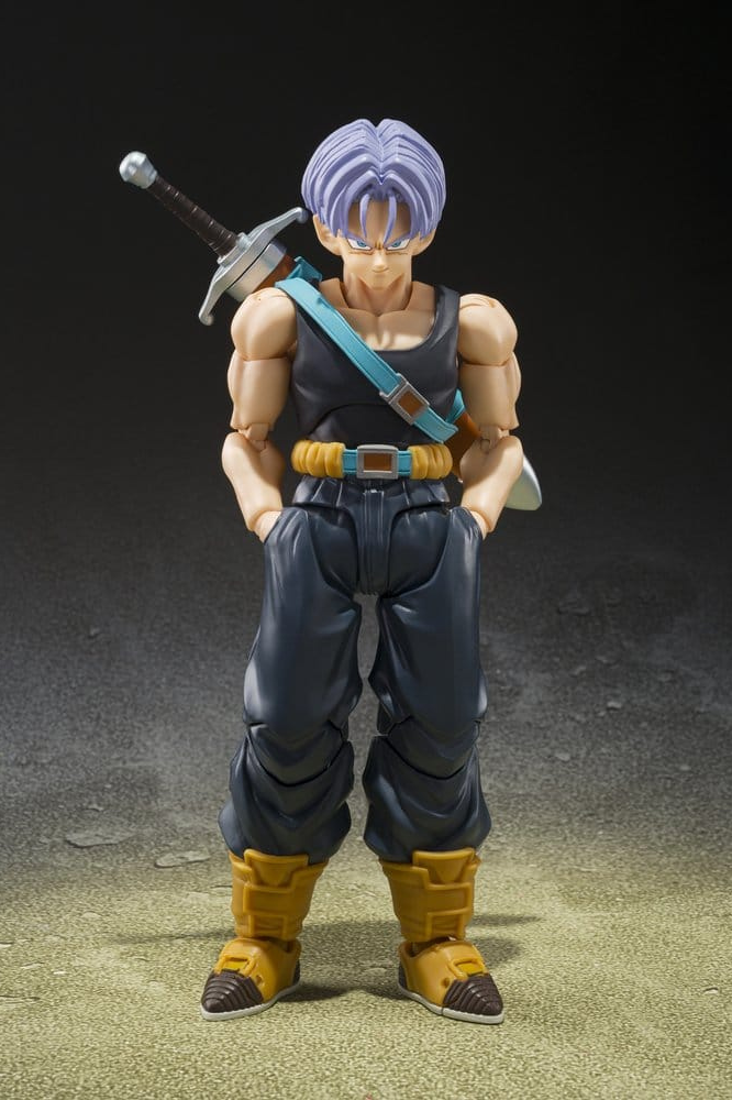 Figura articulada de Trunks Group Base Ver. B Limited Edition de Dragon Ball Z, perteneciente a la colección S.H.Figuarts de Tamashii Nations y con aproximadamente 14 cm de altura.