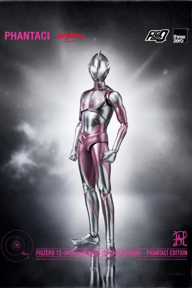 Figura oficial FigZero de Ultraman (Phantaci Edition) de Threezero basada en Shin Ultraman con exclusivo acabado metálico rosa y plateado.