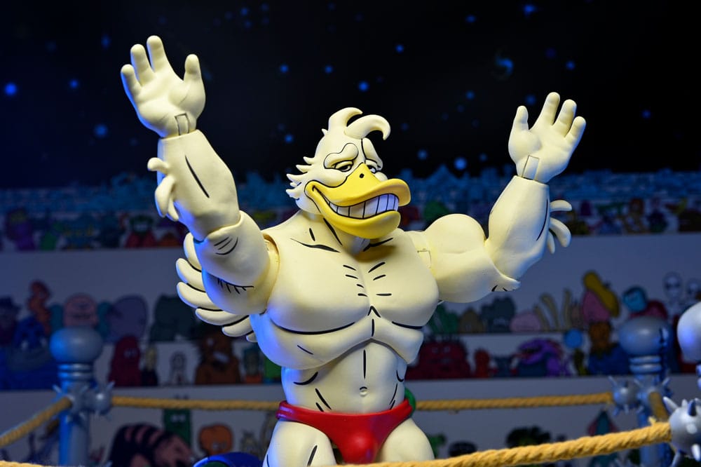 Figura coleccionable Ace Duck NECA Archie Comics con accesorios y pose de combate.