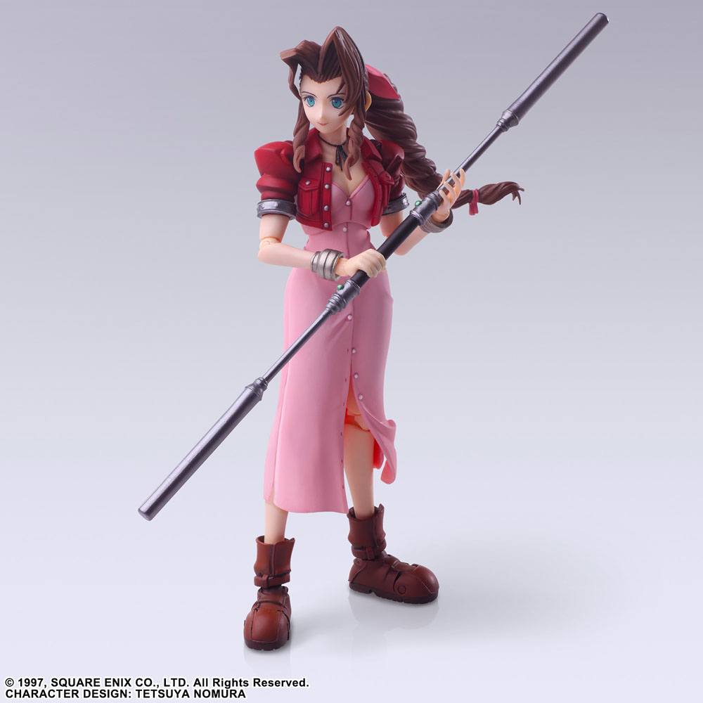 Figura Aerith Gainsborough Final Fantasy VII Bring Arts Square Enix con accesorios.