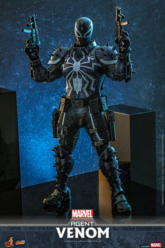 Figura Agent Venom Hot Toys escala 1/6 con diseño detallado y tentáculos