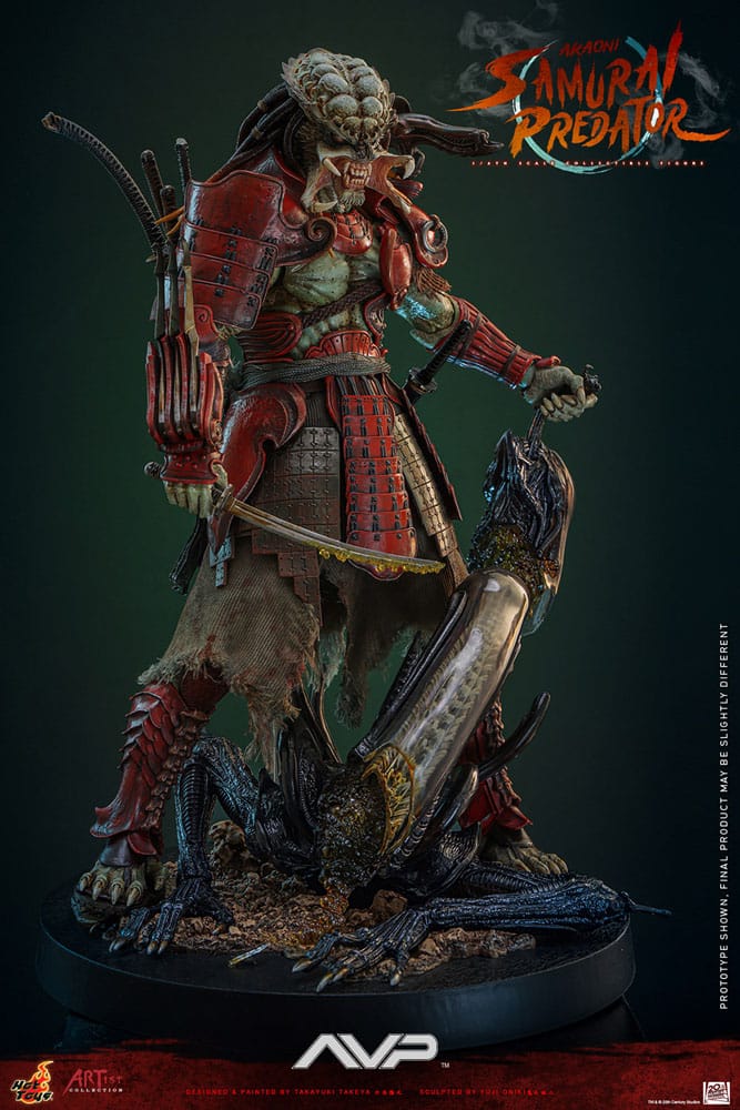 Detalle de las mandíbulas intercambiables del Akaoni Samurai Predator de Hot Toys.