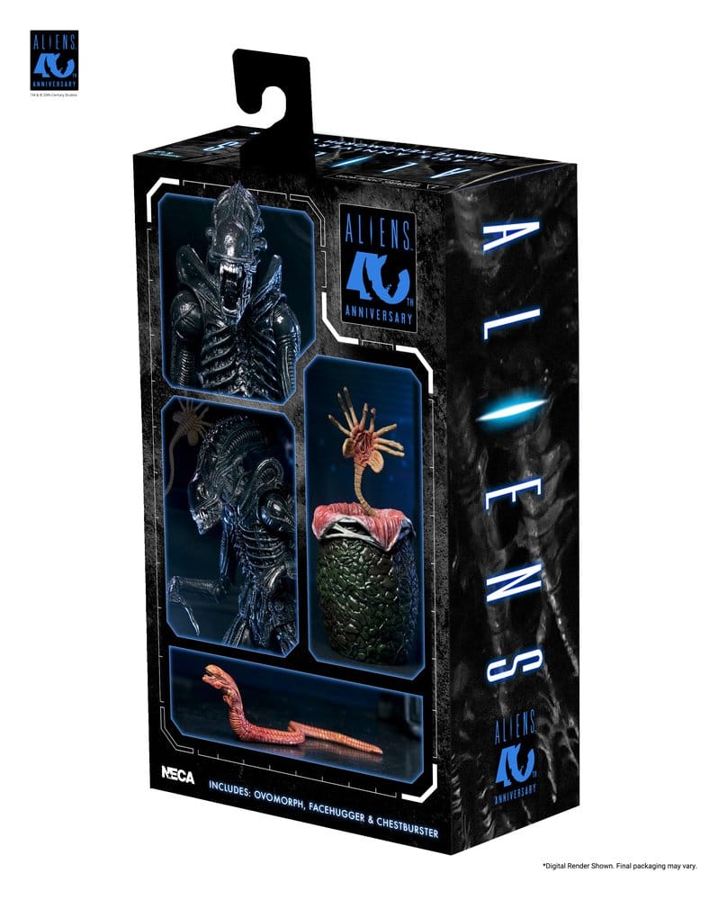 Detalle lateral de la figura Xenomorph Warrior NECA Aliens con articulaciones y textura realista del exoesqueleto