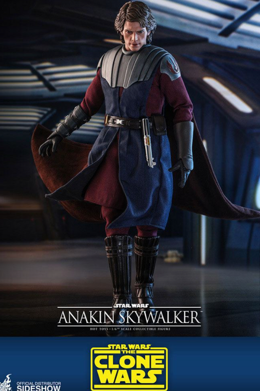 Figura Hot Toys Anakin Skywalker The Clone Wars escala 1/6 con traje Jedi.