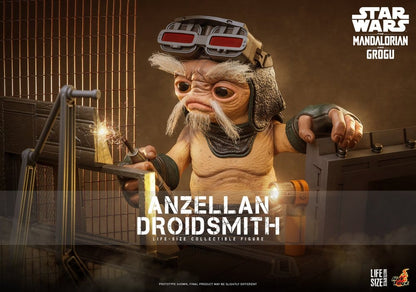 Detalle del rostro del Anzellan Droidsmith con barba realista figura Hot Toys Life Size
