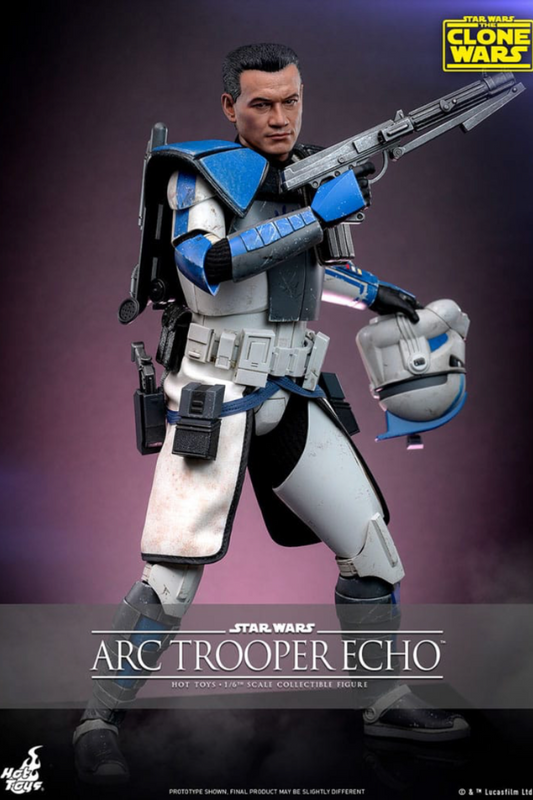 Figura Hot Toys Arc Trooper Echo de Star Wars The Clone Wars en posición de combate