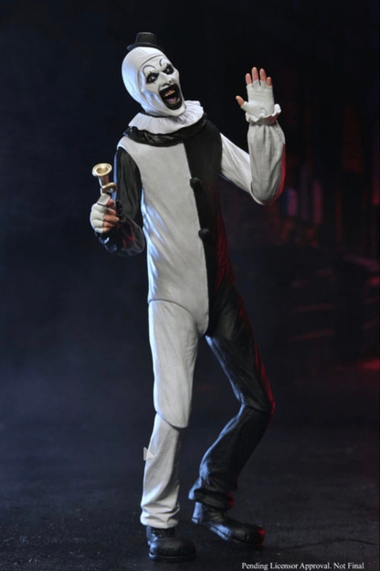 Figura Art the Clown NECA escala 1/4 Terrifier 45 cm vista frontal con acabado realista.
