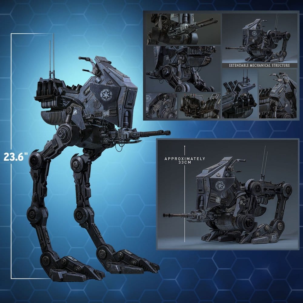 Figura vehículo AT-RT 1/6 Hot Toys con acabado realista y efectos de desgaste