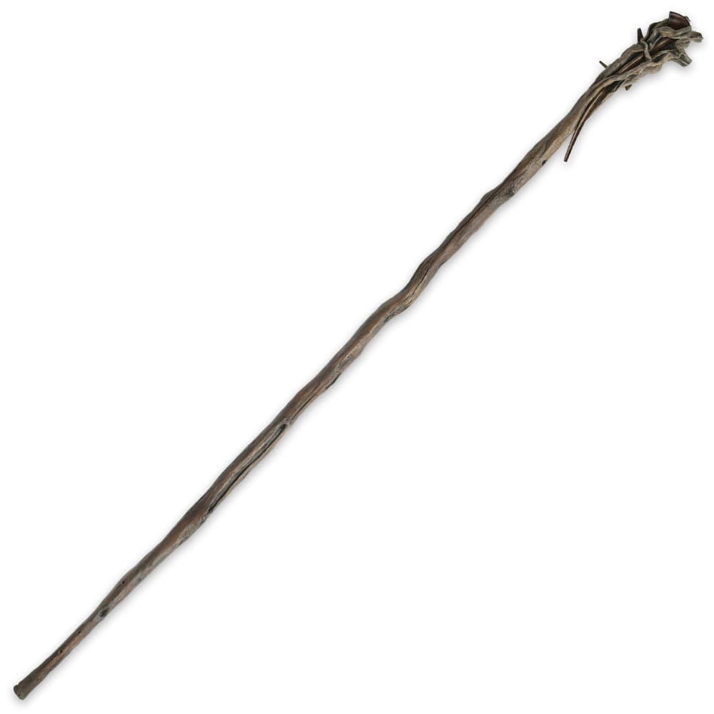Detalle de la empuñadura del bastón de Gandalf el Gris El Hobbit réplica 1/1 de 175 cm.
