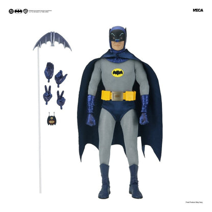 Figura Batman Clothed 1966 NECA con Batarang, walkie-talkie y manos intercambiables