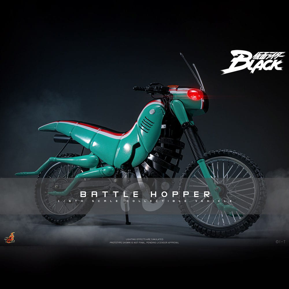 Detalle de faros LED de Battle Hopper – Vehículo Hot Toys Kamen Rider