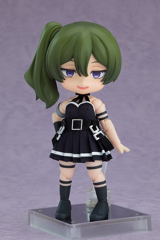 Figura Nendoroid Doll de Übel de Frieren: Beyond Journey's End, fabricada por Good Smile Company, de 14 cm, con cabello verde, vestido negro y cuerpo articulado.