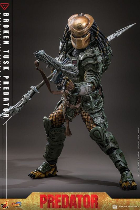 Figura BROKEN TUSK PREDATOR 1/6 Hot Toys Comic Masterpiece 35 cm de Alien vs Predator con accesorios y detalles de armadura