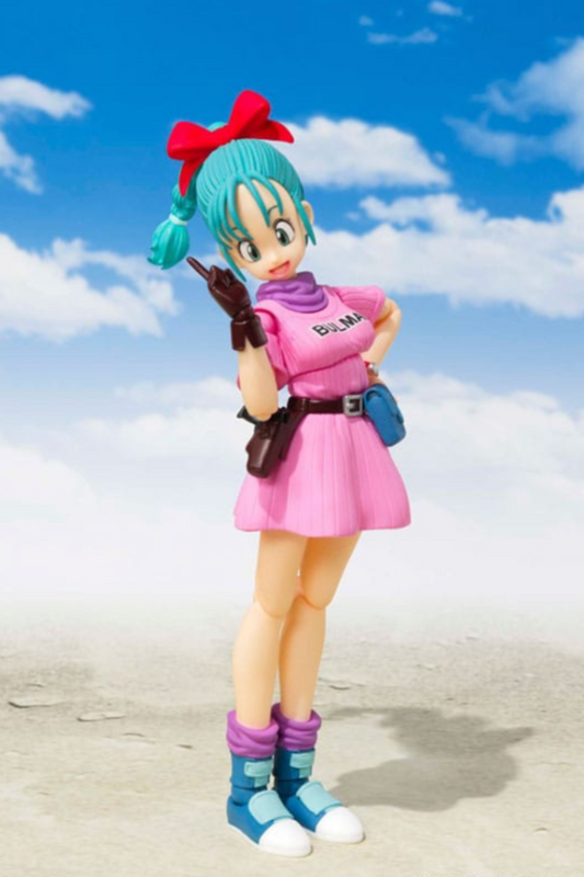 Figura Bulma Adventure Begins 16 cm – S.H. Figuarts Dragon Ball con fondo desértico.