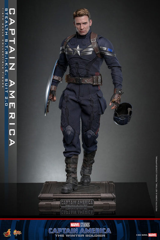 Captain America Stealth Suit figura 1/6 Hot Toys con escudo metálico