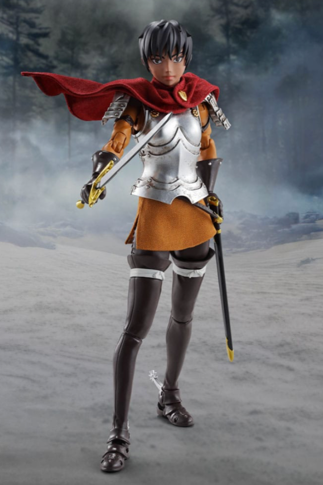 Figura Casca 15 cm de Berserk, vista frontal con espada y capa