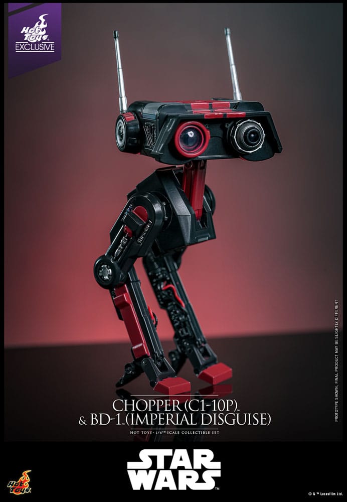 Figura Chopper C1-10P Hot Toys Star Wars edición exclusiva con acabado realista.