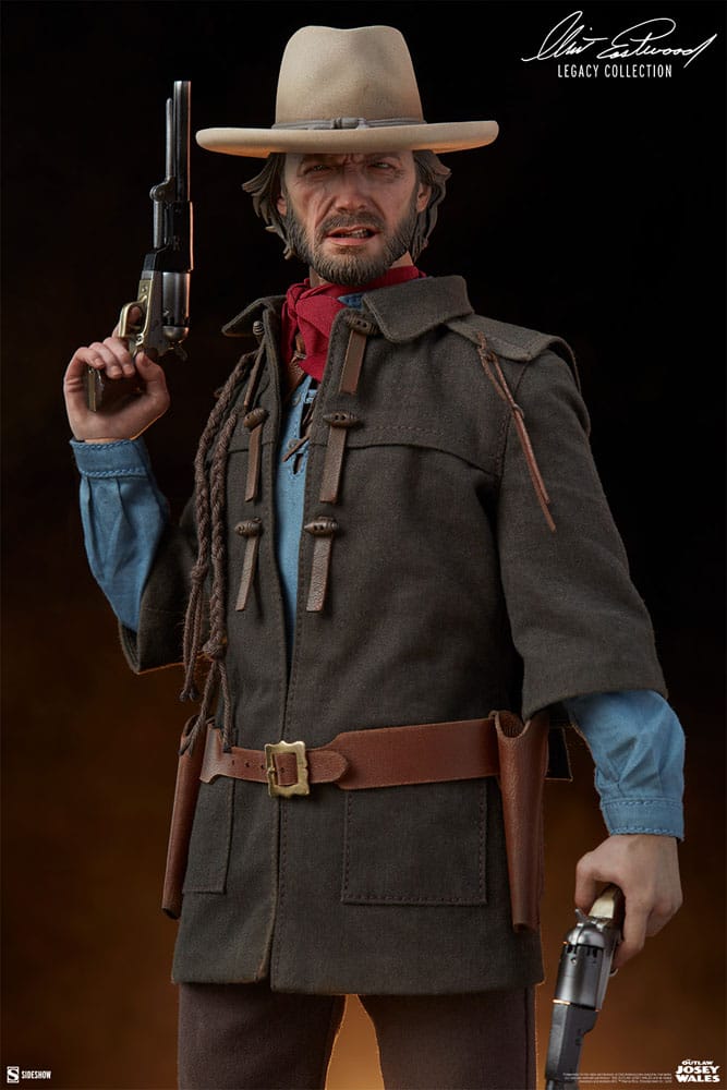 Josey Wales con rifle y sombrero de fieltro, figura Sideshow Legacy.