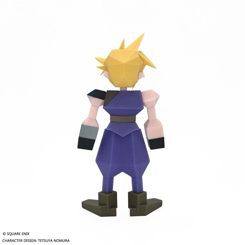 Presentación en caja de arte de la figura Cloud Strife Final Fantasy VII Vinyl Polygon 15 cm.