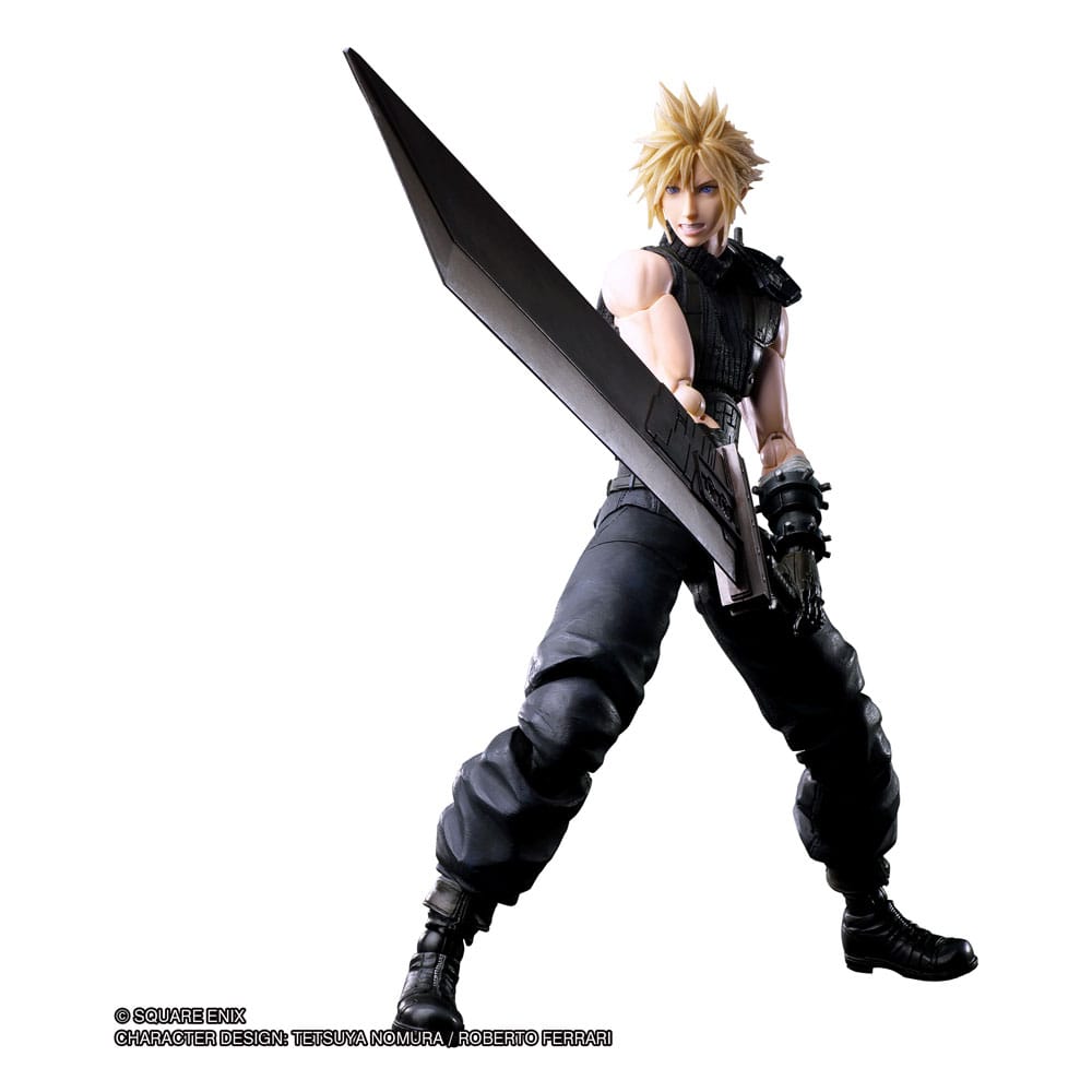 Figura de colección Cloud Strife Final Fantasy VII con la Buster Sword en pose dinámica – Play Arts Kai 27 cm